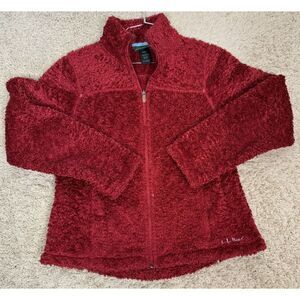 LL Bean Women's Polartec Hi-Pile Berber Sherpa Fleece Zip Jacket Size Small Cozy